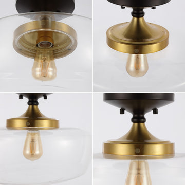 Marfa 14" Glass/Iron Farmhouse Modern LED Flush Mount